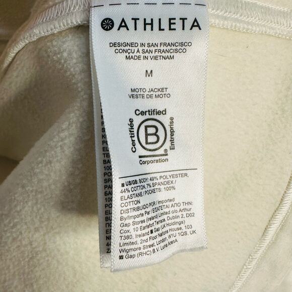 Athleta Magnolia White Moto Jacket Full Zip Fleece Lining Women's Size M - Picture 10 of 15